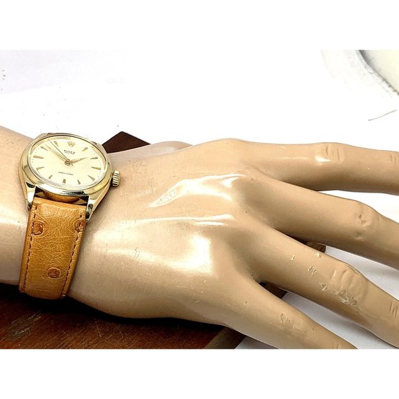 Rolex Oyster Precision Men's Watch Vintage Swiss Hand Wind 14k Gold Case - Picture 4 of 13